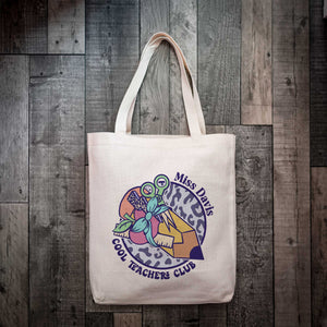 Personalised Retro Cool Teacher Club Teacher Tote Bag