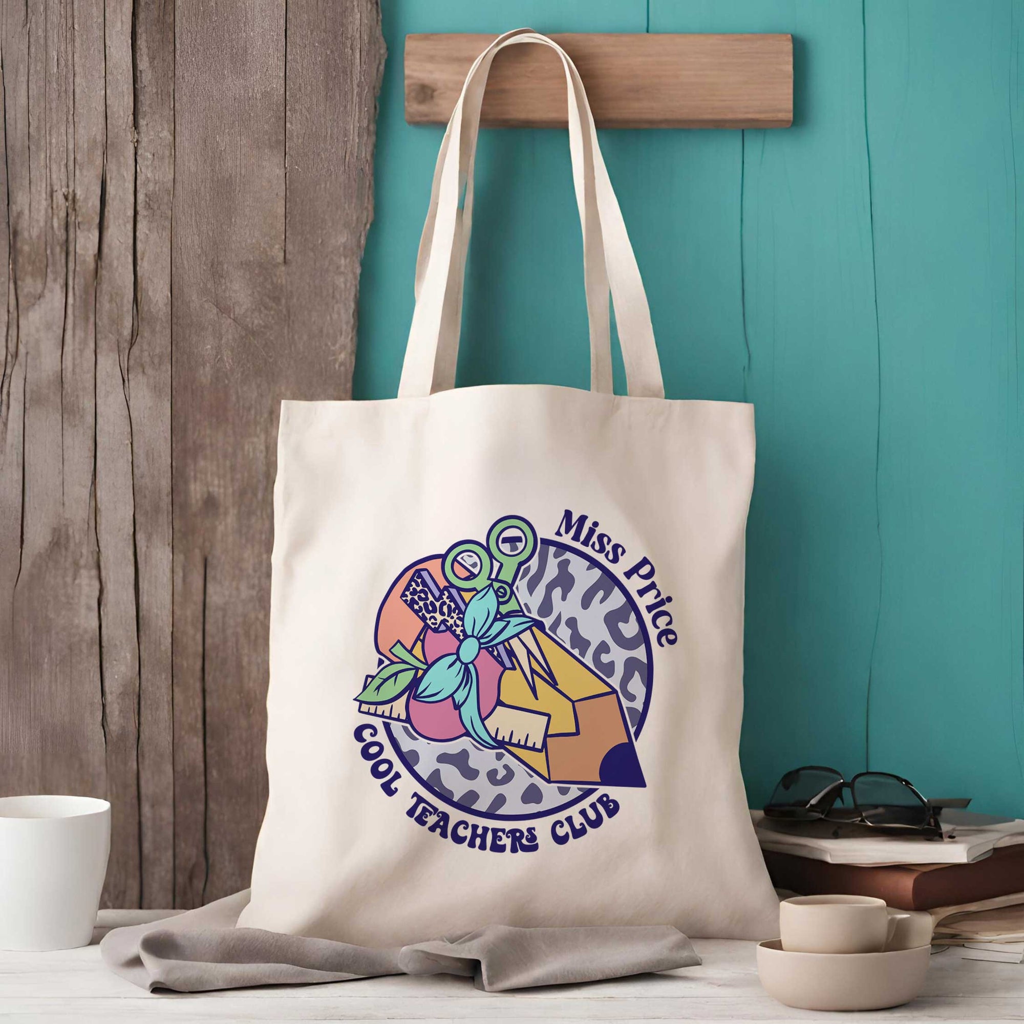 Personalised Retro Cool Teacher Club Teacher Tote Bag