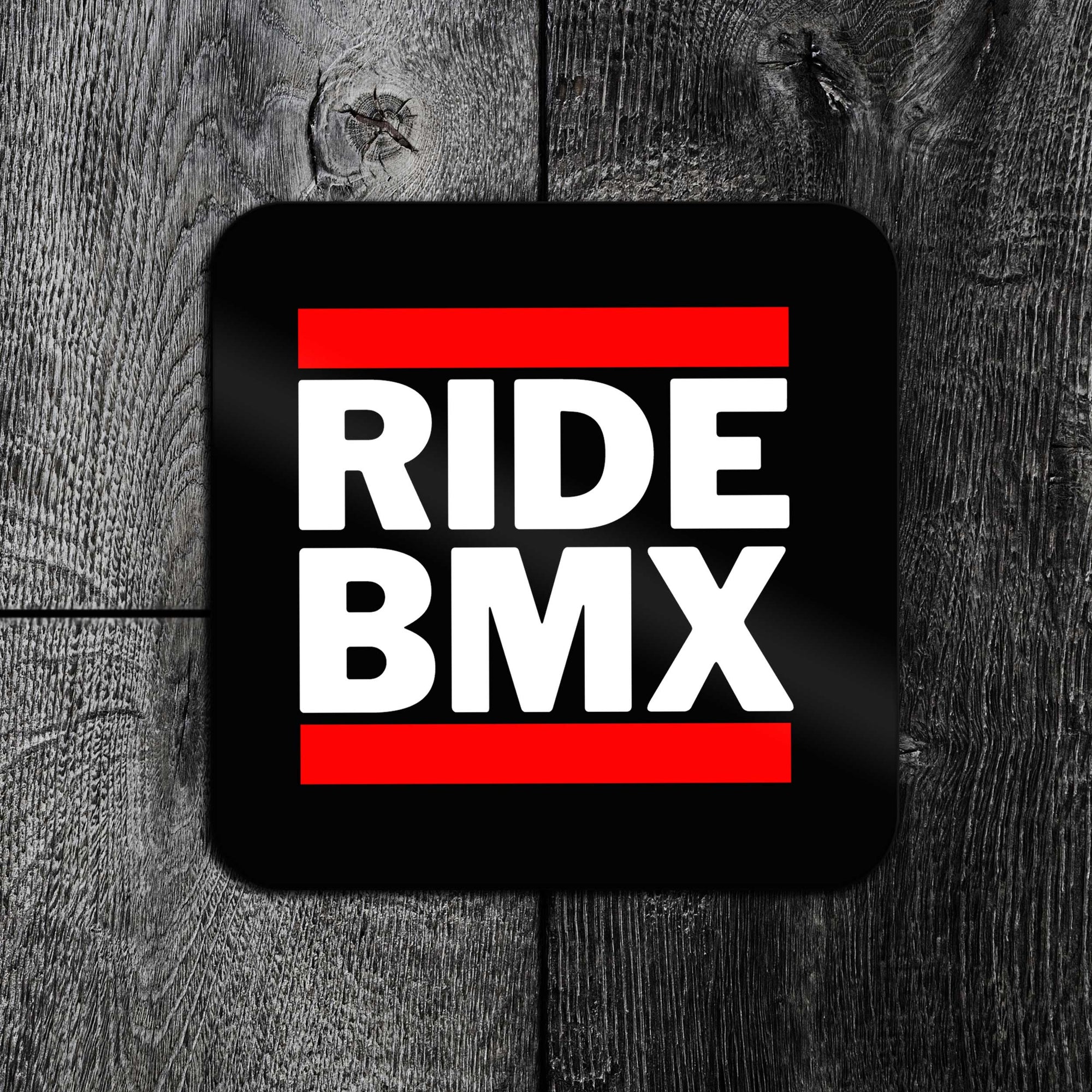 Ride BMX Run DMC Style Drinks Coaster – Retro Gift for BMX Riders