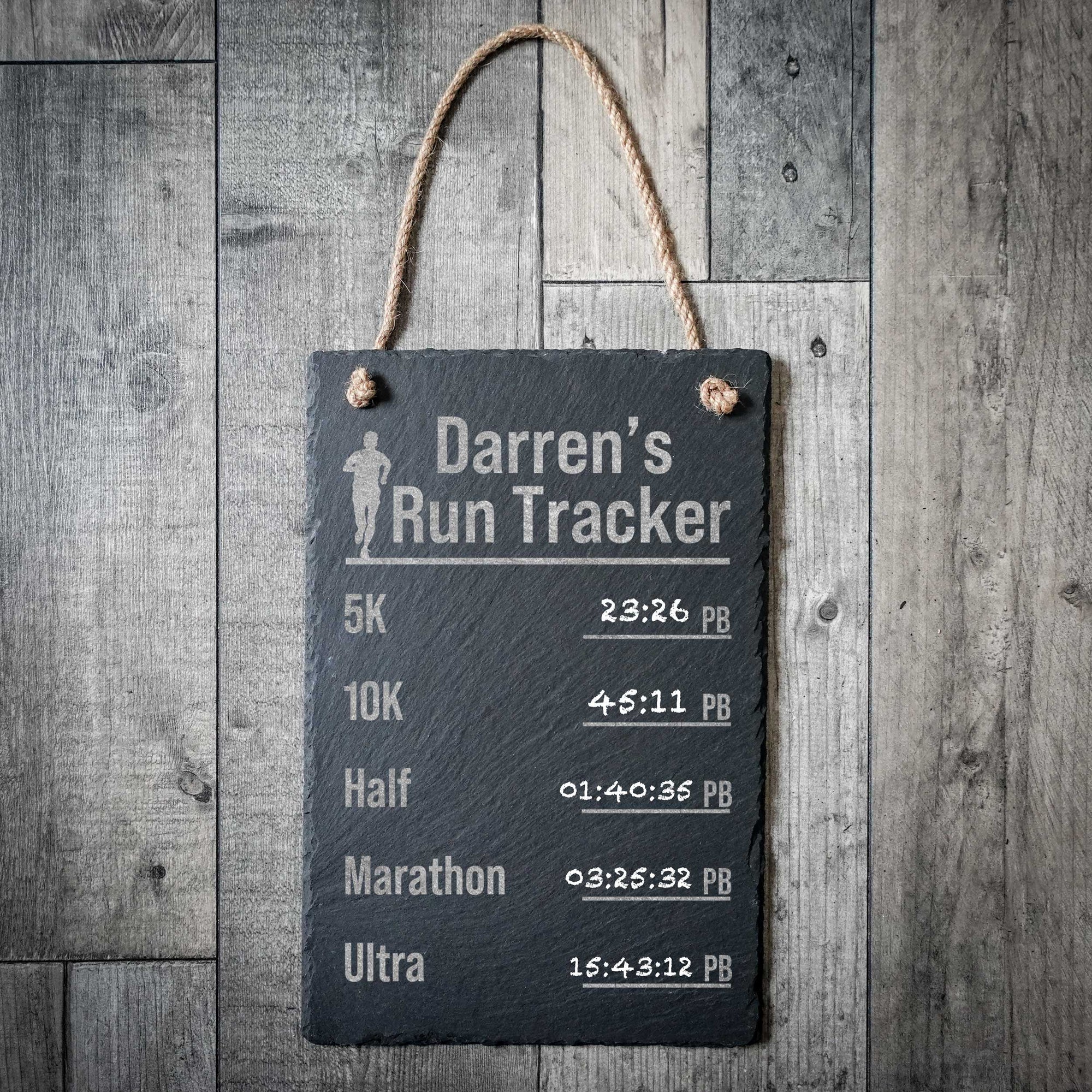 Personalised Slate PB Run Tracker Slate Chalkboard