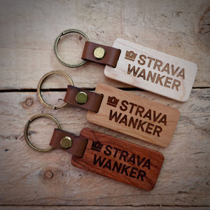 Strava Wooden Laser Engraved Key Ring– Dark, Mid, or Light Wood Options)