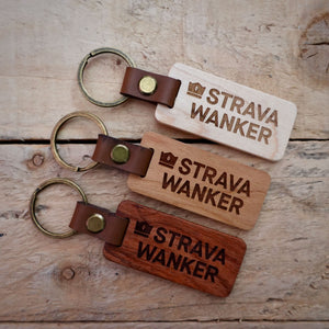 Strava Wooden Laser Engraved Key Ring– Dark, Mid, or Light Wood Options)