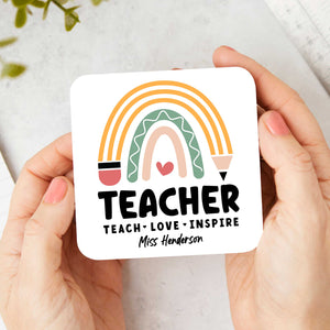 Personalised Teacher Coaster Teach Love Inspire