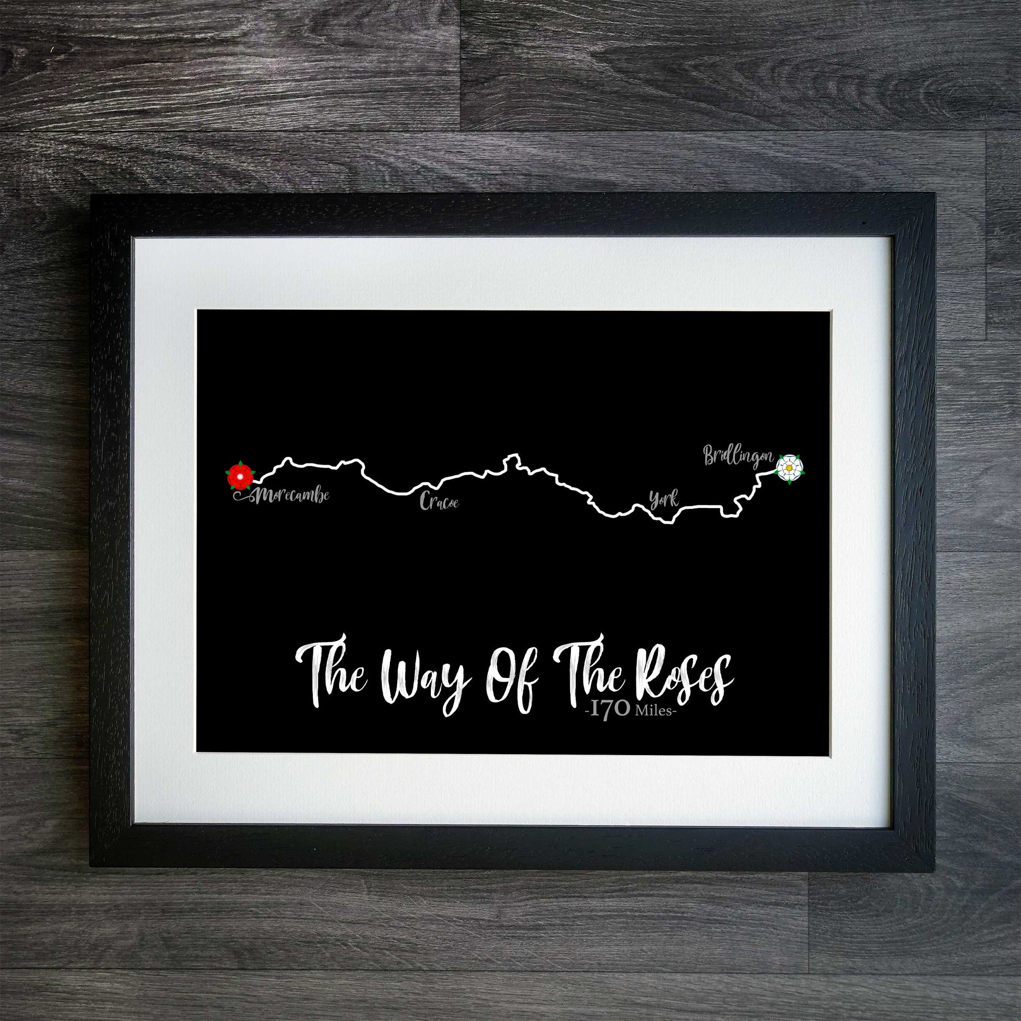 The Way of the Roses Personalised Coast-to-Coast Cycle Route Print