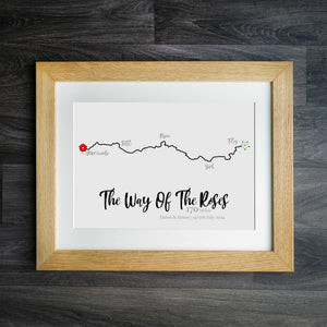 The Way of the Roses Personalised Coast-to-Coast Cycle Route Print