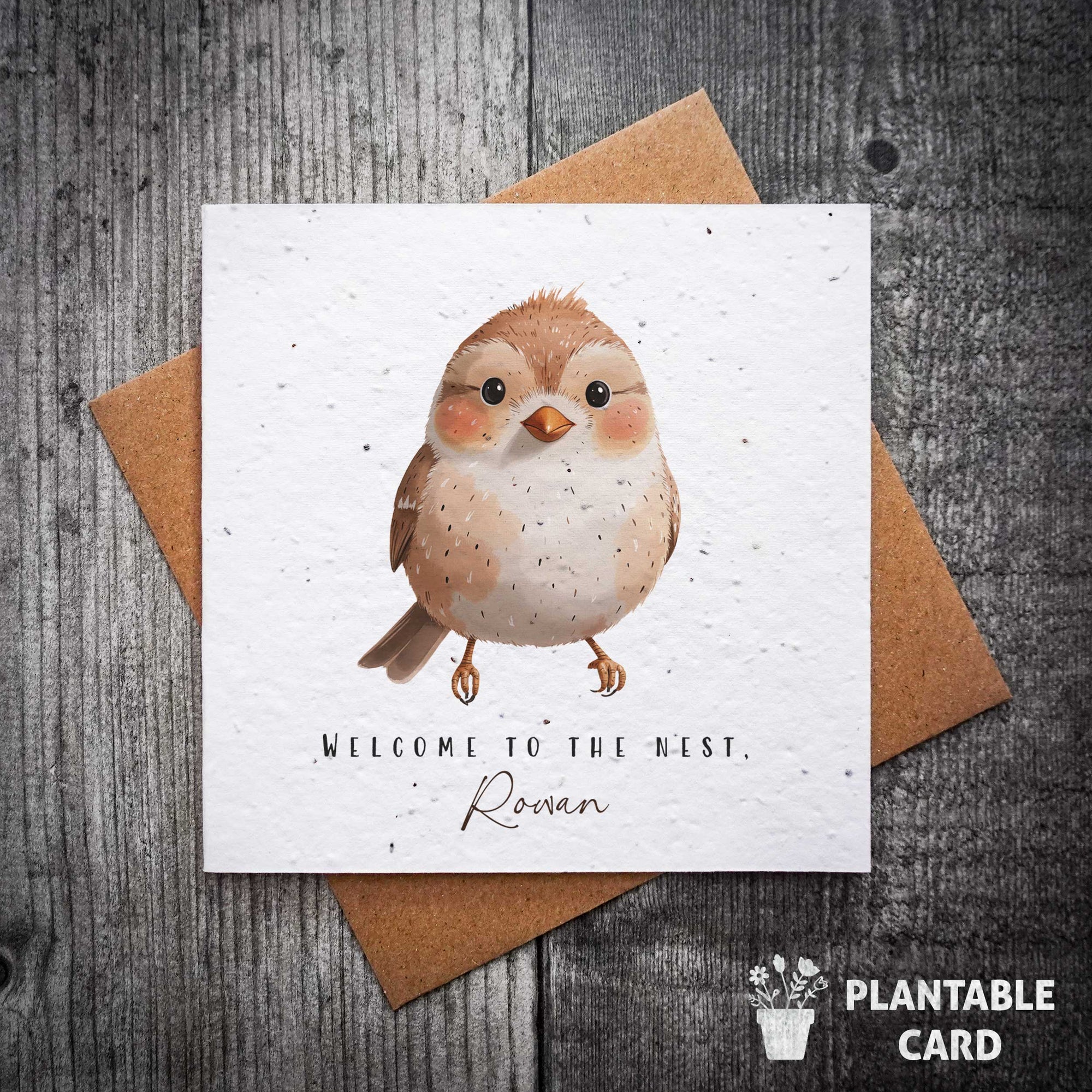 Personalised Plantable New Baby Card – Baby Bird Design with "Welcome to the Nest"