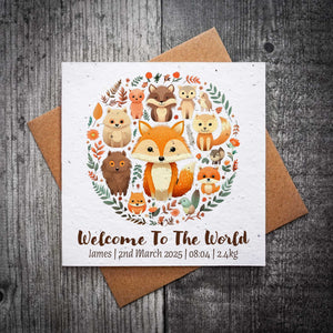 A Forest Friends Welcome – New Baby Card | Plantable Seed Birth Card