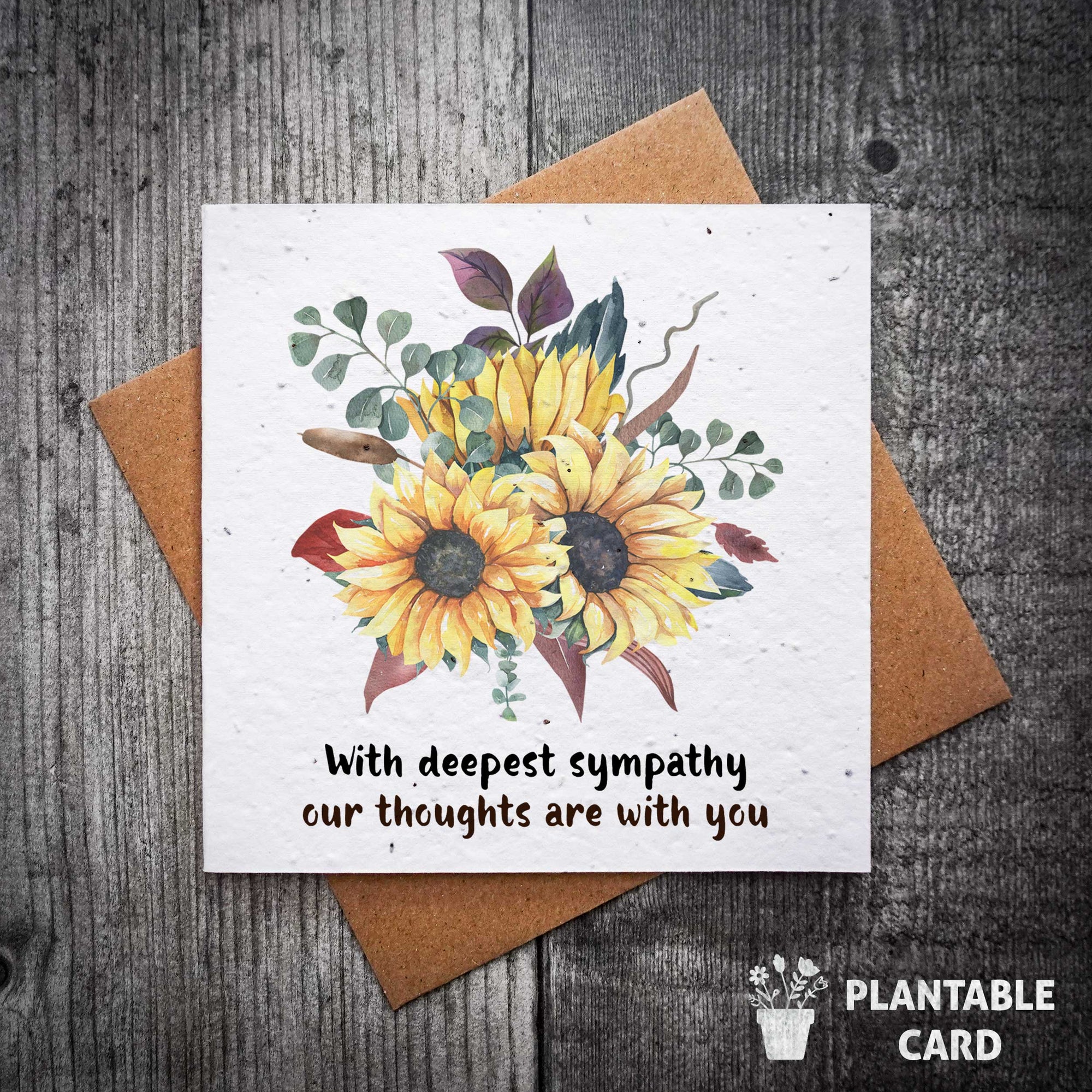 With Deepest Sympathy – Plantable Wildflower Seed Card with Sunflower Design