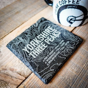 Yorkshire 3 Peaks Laser Engraved Blackened Slate Coaster Set – Set of 4