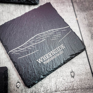 Yorkshire 3 Peaks Laser Engraved Blackened Slate Coaster Set – Set of 4