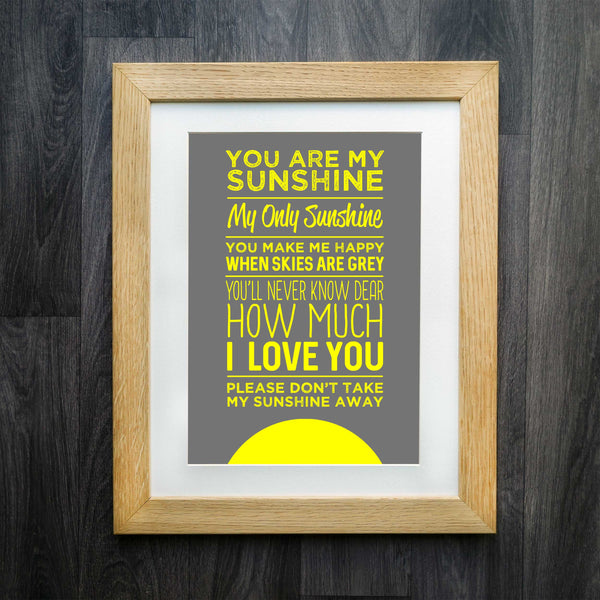 You are my sunshine lyrics print on handmade paper– Alison Rose Vintage
