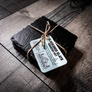 Set of 4 Blackened Riven Slate Coasters - Handcrafted & Eco-Friendly | Northernly