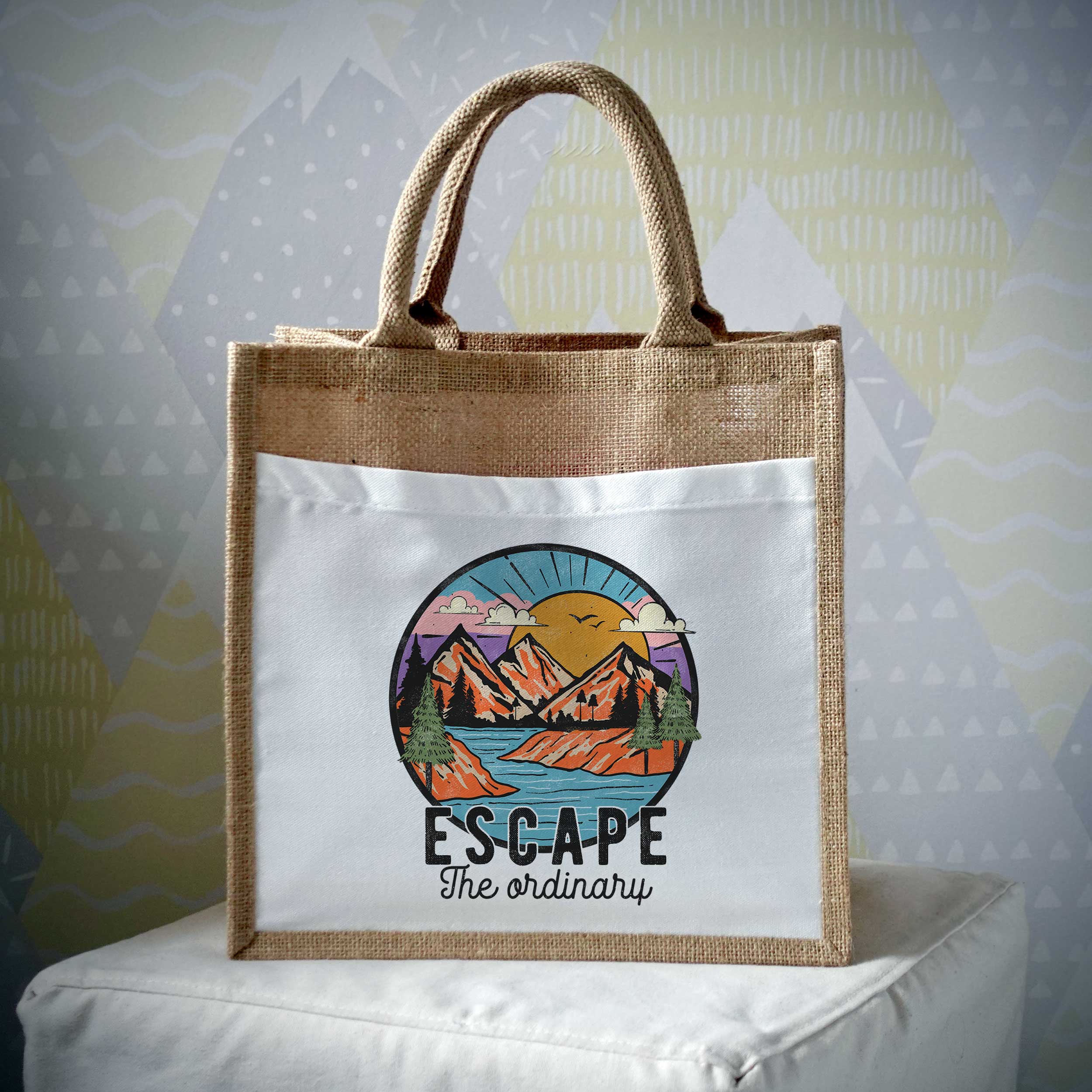 Escape The Ordinary Retro Jute Bag - EllieBeanPrints
