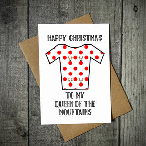 Happy Christmas To My Queen Of The Mountains Cycling Christmas Card
