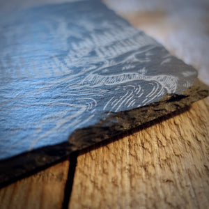 Mountain Sketch Riven Slate Coaster