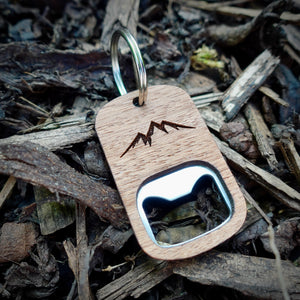 Wooden Mountains Bottle Opener Key Ring
