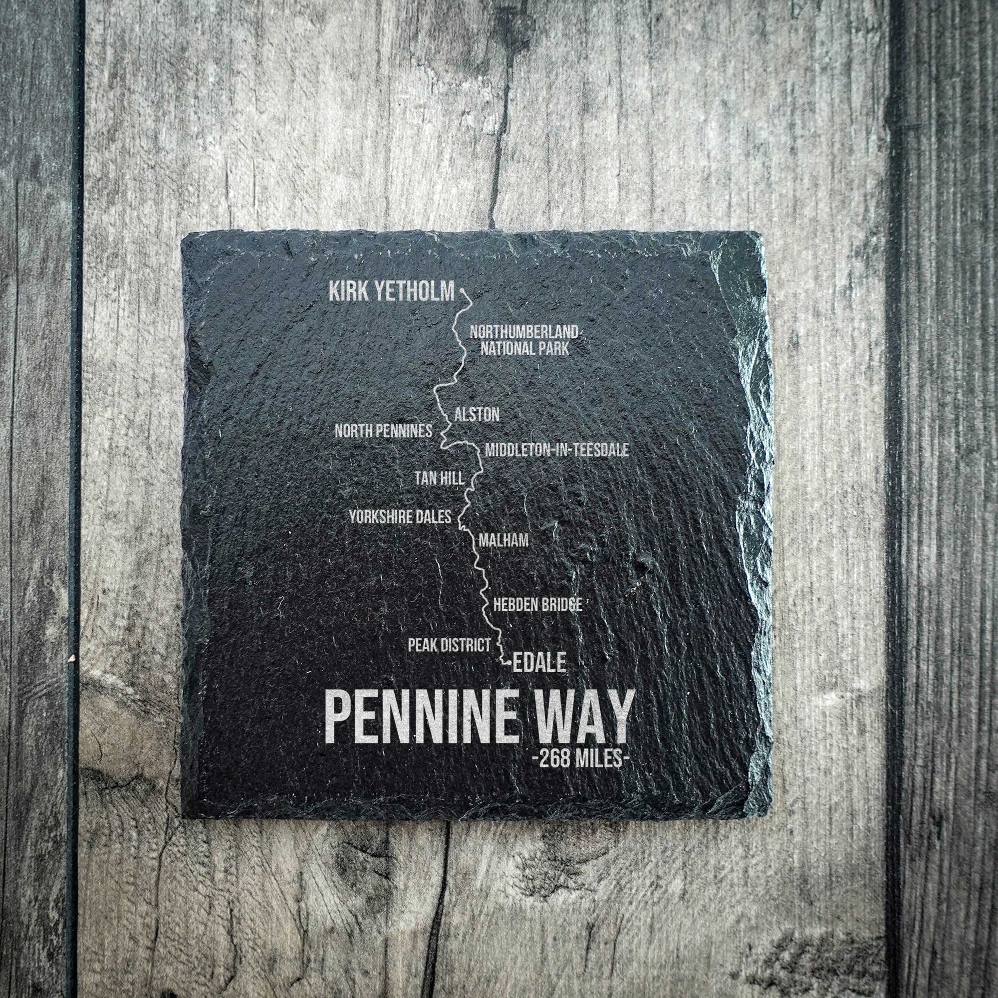 Personalised Pennine Way Slate Coaster