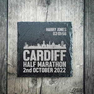 Personalised Cardiff Half Marathon Coaster - Skyline