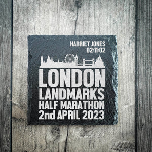 Personalised London Landmarks Half Marathon Skyline Coaster - Bold