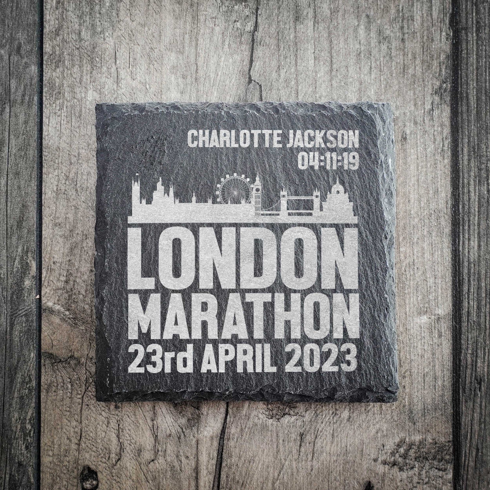 Personalised London Marathon Skyline Coaster Bold