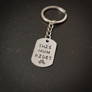 This Mum Rides Hand Stamped Bike Keyring